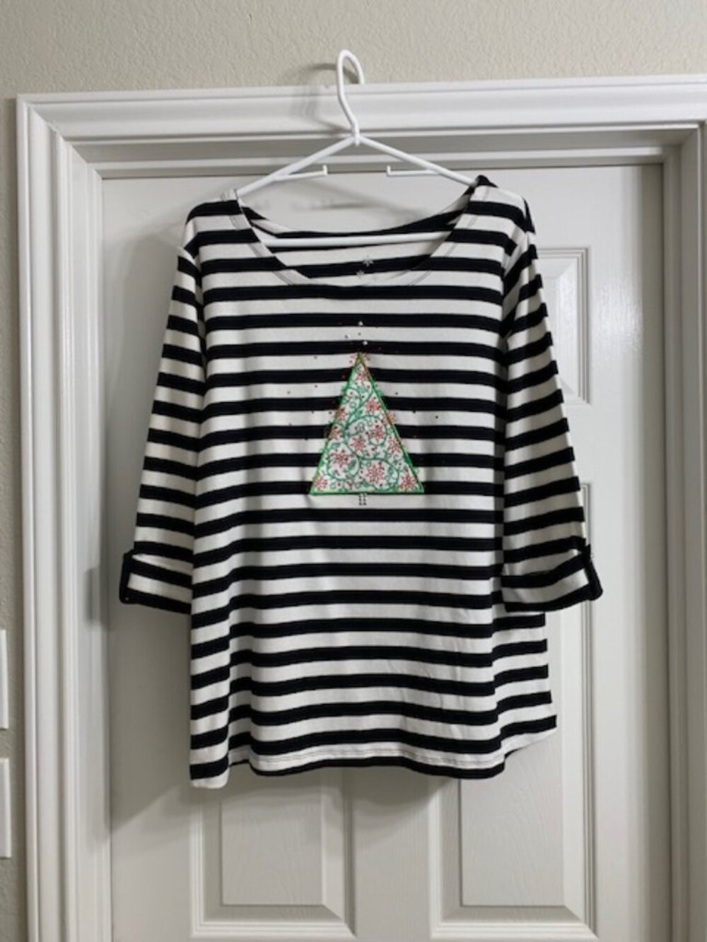 Hillard & Hanson Brand Women's Black and White Striped Shirt, Size 2X (NWOT)